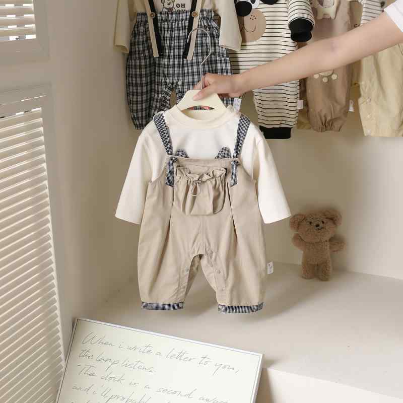 ・カテゴリ: セットアップ・スタイル: 韓国風・対象: ベビー、キッズ（1～3歳、80～100cm）・セット内容: トップス、ボトムス・袖丈: 長袖・パンツ丈: 長ズボン・生地加工: 柔らか обработка・厚さ: 普通・柄: 動物・素材: 綿・主な素材: 上着：綿95%、スパンデックス5%、パンツ：綿100%・安全レベル: A・クロージャータイプ: プルオーバー・カラー: カーキ・対応身長: 73cm, 80cm, 90cm, 100cm