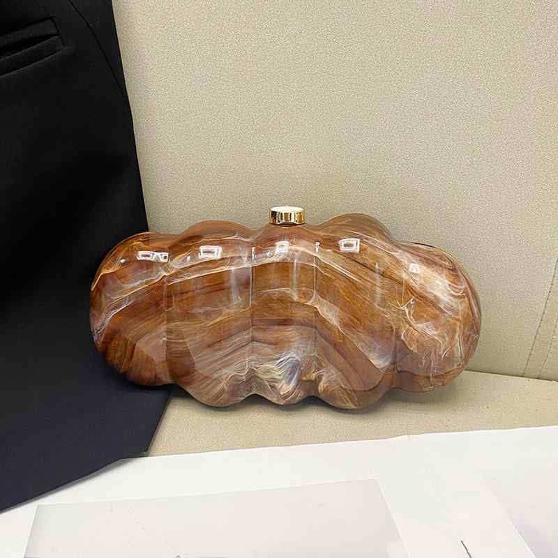 ボックスバッグ レディース 大理石模様 アクリル 宴会 パーティー ベイカー型 枕型 スマホショルダーバ..