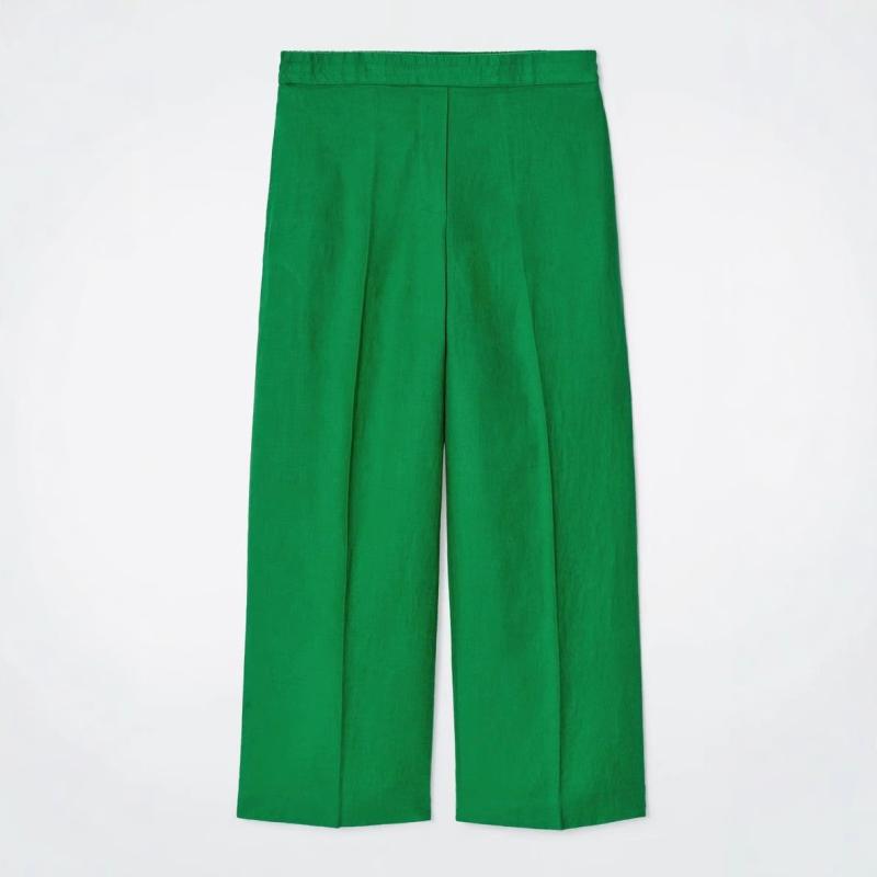 Long Pants - レディース 直筒 麻 ロングパンツ 緑 米黄色 紺 ピンク 白 通勤 気質 スタイル 薄手 無弾力 ポケット 夏 軽量 涼しい 切り替え 加工 80-90% 麻素材 日常使い 女性向け