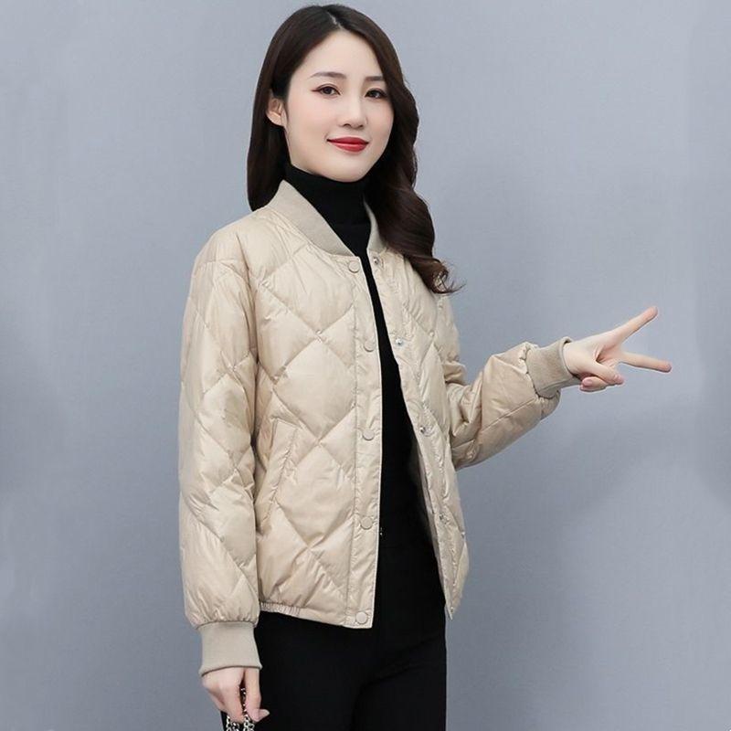 ダウンジャケット レディース 薄手 ショート丈 中綿入り 秋冬 韓国風 ゆったりサイズ ワインレッド ブラック カーキ リブ袖 アクリル ..