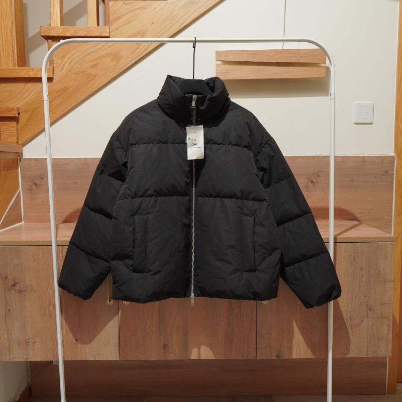 Jumper, Blouson - ダウンジャケット メンズ 男性用 黒 ブラック 立襟 無地 秋冬 防寒 暖かい 70％以上ダックダウン アウター ジャンパー