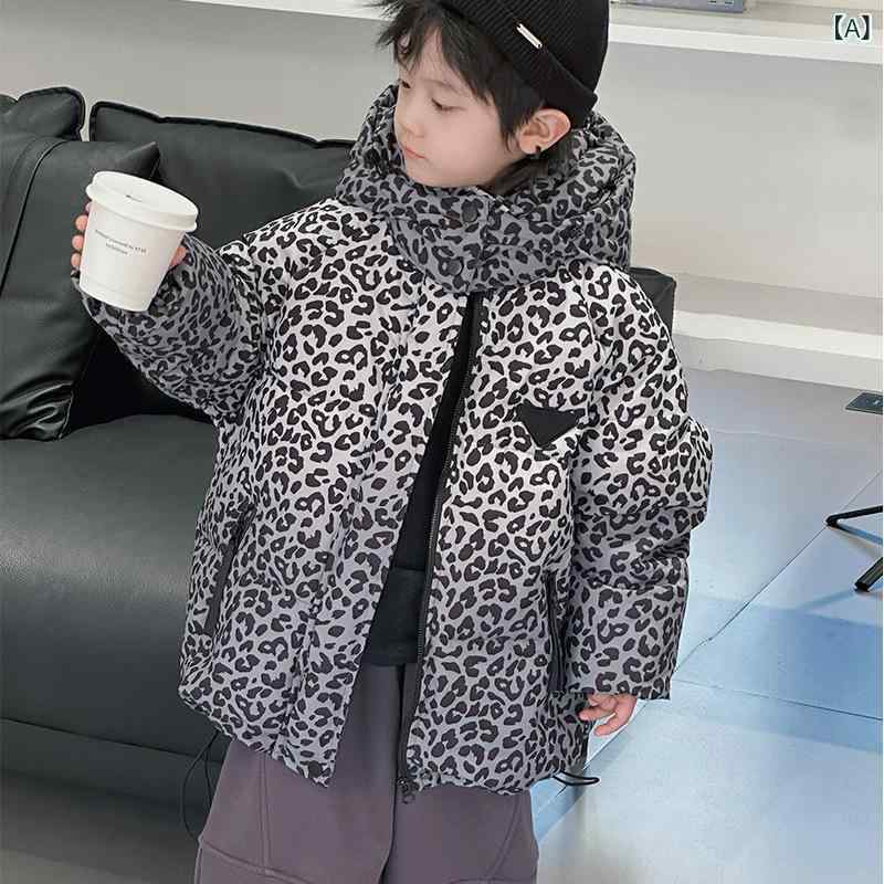 아이복 다운 재킷 소년용 표범 무늬 안솜들이 아우터 3세 4세 5세 6세 7세 8세 두꺼운 폴리에스텔 100cm 110cm 120cm 130cm 140cm 150cm 방한 평상시 사용 통학