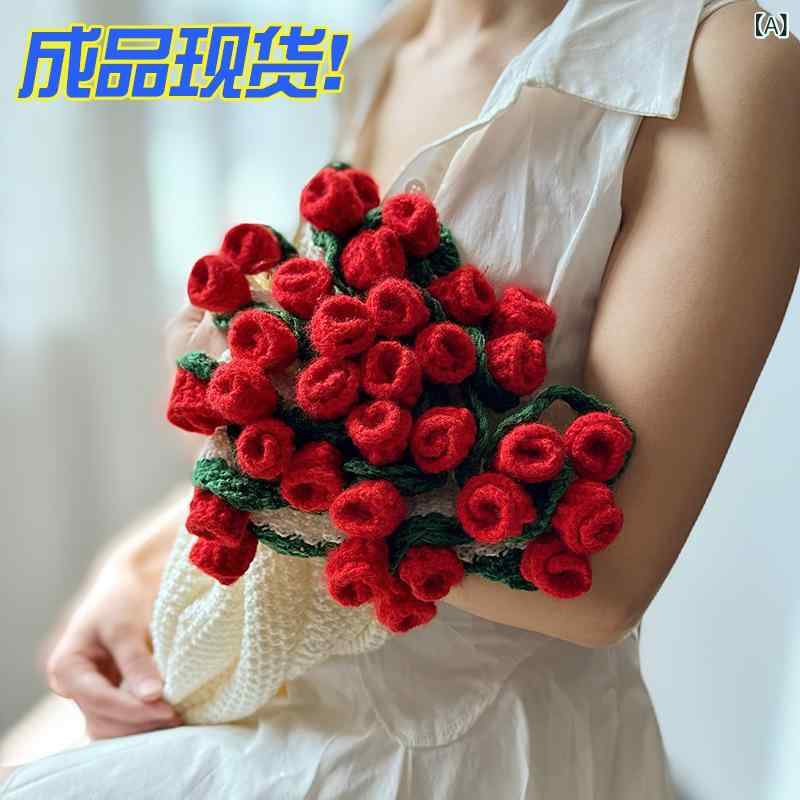 花束 ブーケ ブランケット ひざ掛け 肩掛け オフィス 昼寝 手編み風 薄手 オールシーズン 薔薇 バラ アイボリー [2]