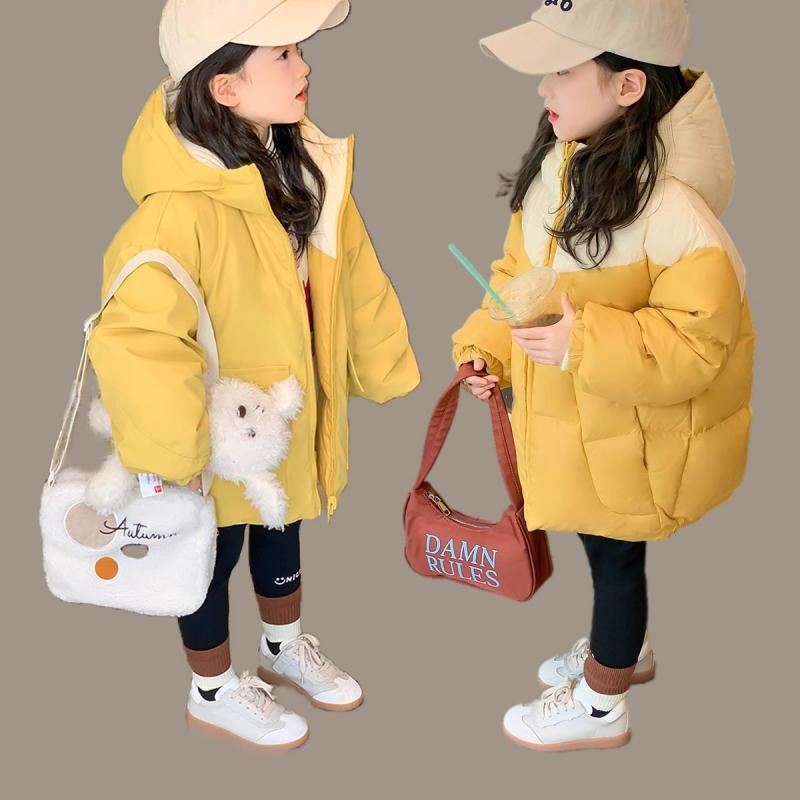 子供用ダウンジャケット キッズ 男女兼用 中綿入り あったか アウター フード付き 90% 白ダックダウン ..