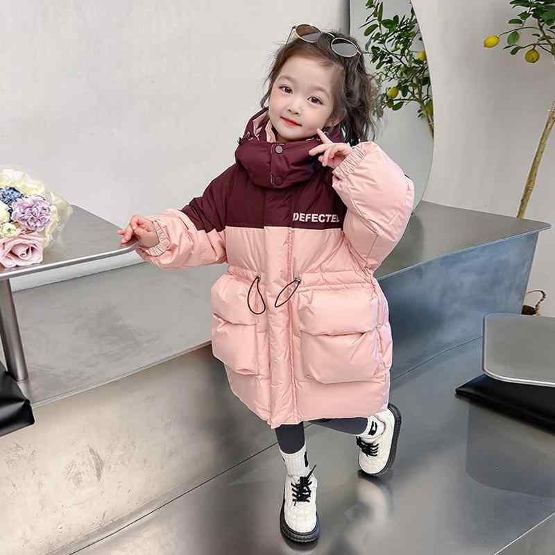 子供服 ダウンジャケット ガールズ 中綿 コート アウター 冬服 女の子 キッズ ベビー 中長丈 かわいい ピンク系