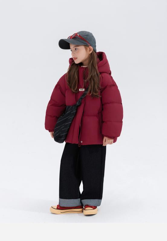 ダウンジャケット ガールズ 子供服 冬服 90% ホワイトダックダウン ショート丈 秋冬 中綿入り 防寒 厚手 アウター 女の子 キッズ 3歳 4歳 5歳 6歳 7歳 8歳 100cm 110cm 120cm 130cm 140cm パープル ブラック