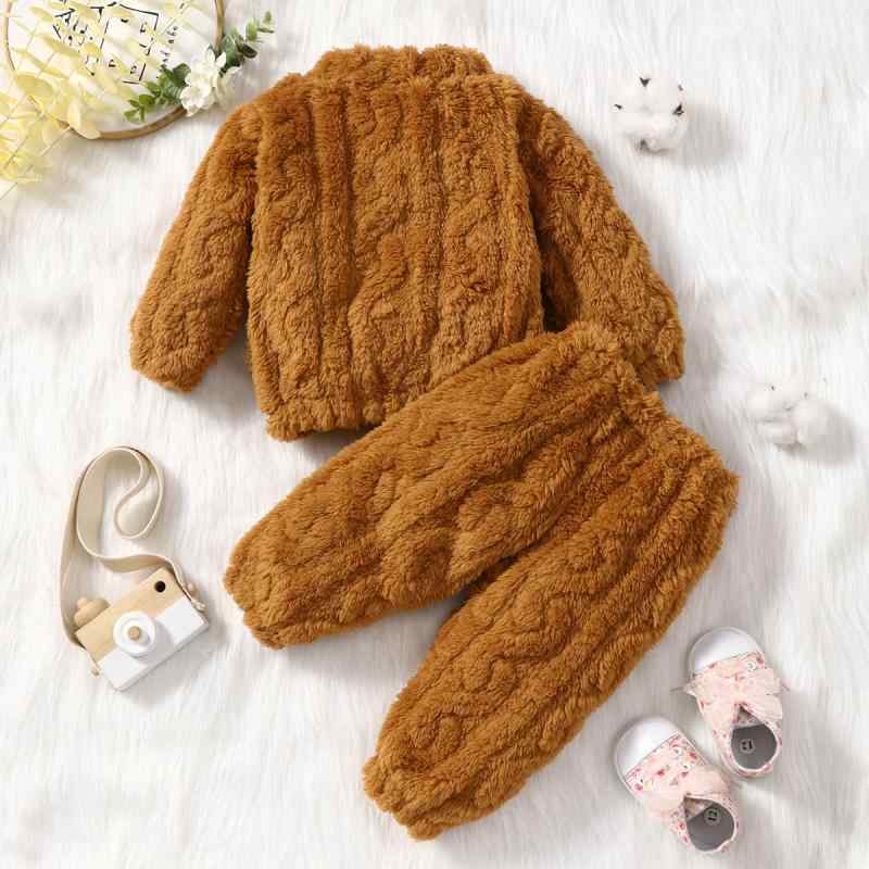 ベビー服 女の子 秋冬 かわいい 長袖 長ズボン ファッション 绒 セットアップ 2点...