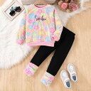 子供用セットアップ 女の子 長袖 プルオーバー ロングパンツ 2点セット 花柄 字母 秋冬 幼児 小学生 フリース 部屋着 パジャマ