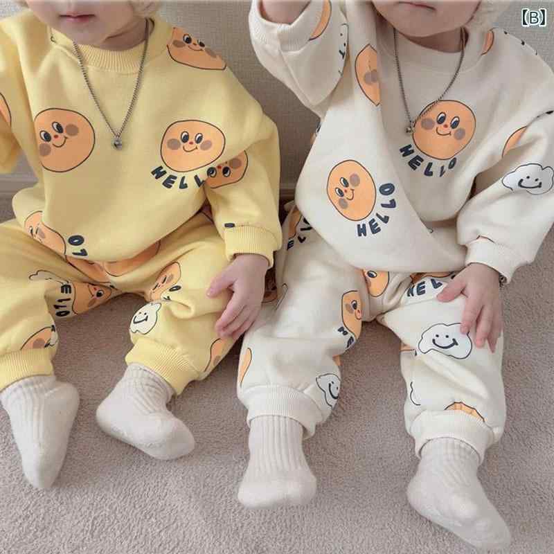 子供用パンツ 上下セット 秋冬 幼児 長袖 トップス 7分丈パンツ かわいい カートー...