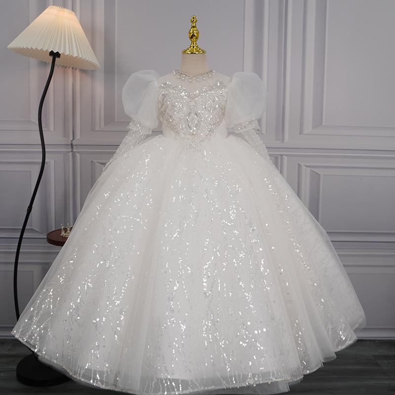 楽天シャドーテール子供用ドレス 春 白 プリンセススタイル ピアノ 発表会 結婚式 パーティー フォーマル 女の子 チュール 礼服 演奏会 8歳以上 ポリエステル