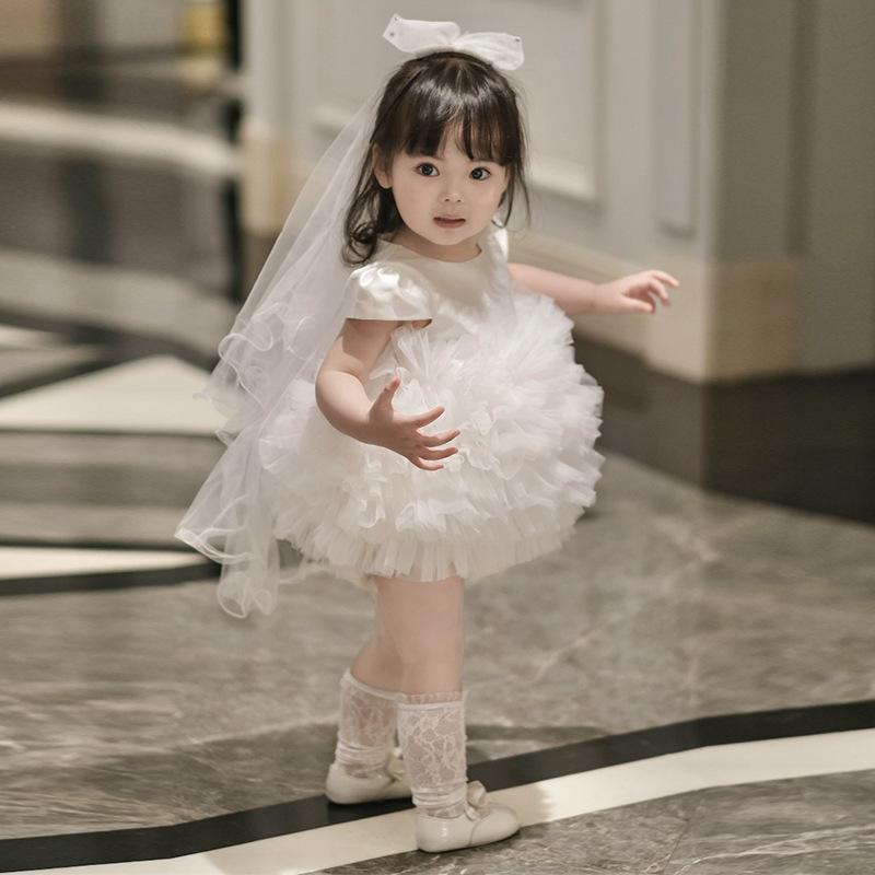 子供用ドレス ガールズ 誕生日 パーティー 発表会 プリンセス チュールスカート ワンピース 80 90 100 110 120 130 春夏秋冬