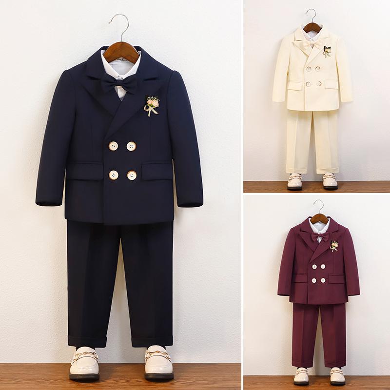 キッズ フォーマルスーツ 男の子 子供用 ジャケット ベスト パンツ 3点セット 4点セット 5点セット 6点セット 結婚式 発表会 七五三 法事 紳士風 チェック柄 無地 ポリエステル 秋冬