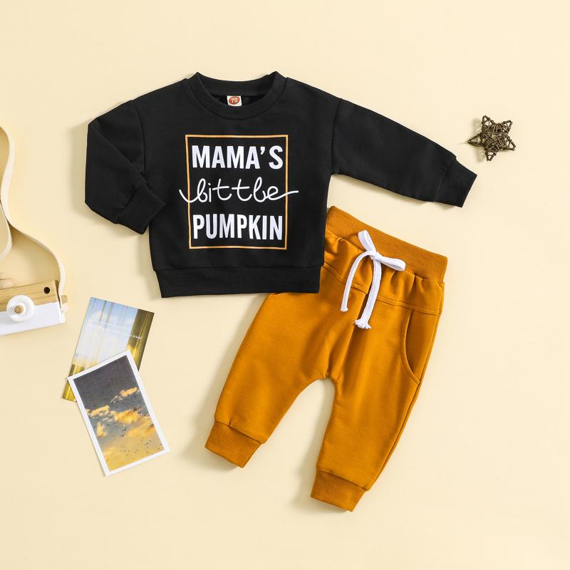 子供用スウェットパンツセットアップ 男の子用 アルファベット柄 ブラック 普段使い 秋冬