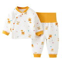 ベビー服 上下セット 長袖 長ズボン 赤ちゃん 新生児 乳幼児 コットン 綿100% 保温 高腰 腹巻き 秋冬 かわいい アニマル柄
