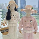 子供用セットアップ 春秋 スウェット かわいい漫画プリント トレーナー ズボン 上下セット 幼稚園 保育園 グレー ピンク系 綿95% 80 90 100 11...