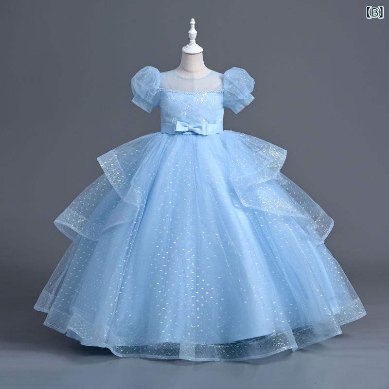 ワンピース キッズ 女の子 フォーマルドレス 結婚式 発表会 演奏会 子供 ドレス チュールスカート Aライン プリンセス イベント パーティー 誕生日 ピンク ブルー シャンパン パープル ホワイト