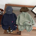 子供用スウェット 上下セット 秋冬 男の子 幼児 長袖 裏起毛 厚手 防寒 普段着 部屋着 ブルー グリーン 73 80 90 100 110cm