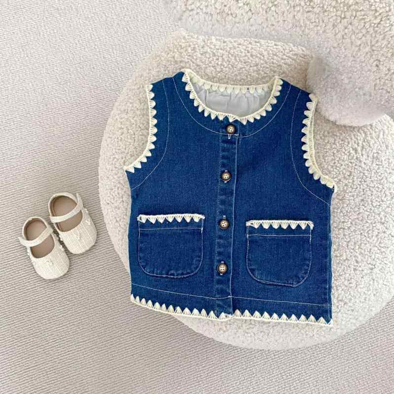 キッズ デニムセットアップ 秋冬 女の子 ベスト+パンツ 2点セット 女児 子供服 上...