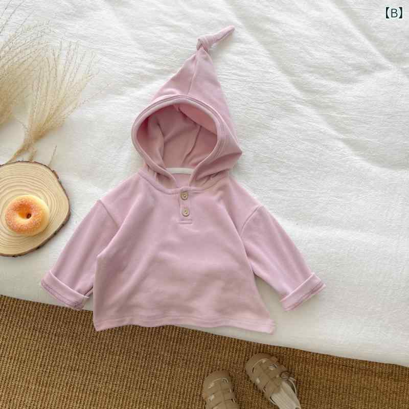 子供服 パーカー ベビー服 長袖トップス 男女兼用 赤ちゃん 巫女帽子付き プルオー...