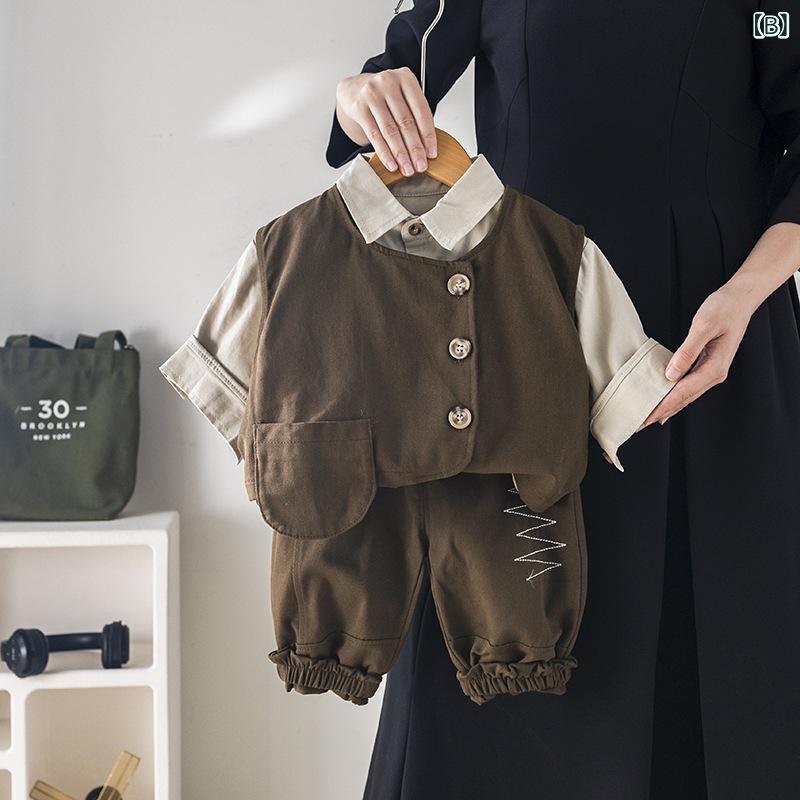 子供用スーツ 男の子用 フォーマルウェア 3点セット（ジャケット ベスト パンツ） ...