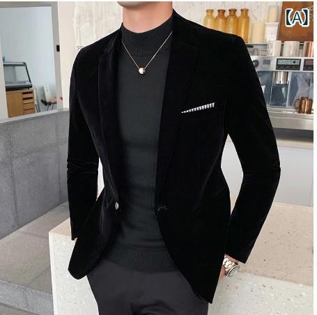 ジャケット メンズ ベルベット テーラード ブレザー スリムフィット 無地 春 スタイリッシュ カラフル ブラック系 ワインレッド系 ネイビー系 コットン