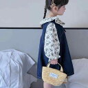 子供服 セットアップ 女の子 花柄ブラウス デニムスカート 2点セット 長袖シャツ チュニック 膝丈スカート 春秋 かわいい ガールズ ベビー キッズ 普段着 ...