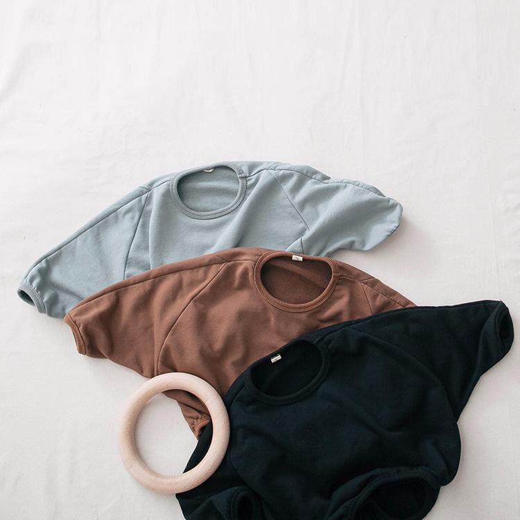 子供服 スウェットシャツ キッズ 女の子 トレーナー プルオーバー 韓国風 丸首 男の子 トップス カットソー 無地 普段着 9分袖 幼稚園 保育園 小学生 春秋 綿95% 豆緑 コーヒー ブラック