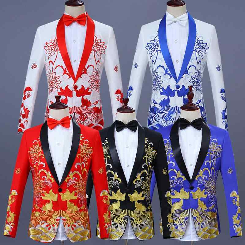 スーツ 男性用 スリムフィット フォーマル 舞台衣装 合唱団 演出服 宴会 パーティー 赤 青 黒 白 S M L XL XXL XXXL XXXXL