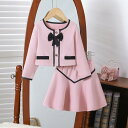 子供用セットアップ 女の子用 ツーピース ジャケット スカート 秋冬 かわいい 100cm 110cm 120cm 130cm 140cm ピンク系 ホワイト ...