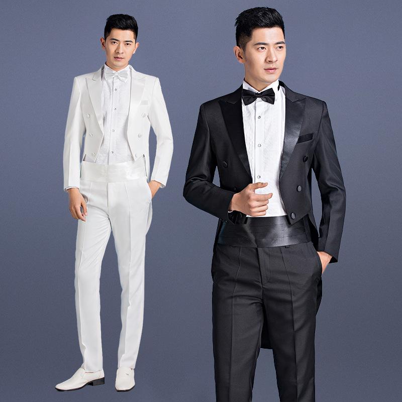 スーツ 男性用 フォーマル 衣装 上下セット 礼服 舞台 司会 歌手 宴会 ブラック ホワイト
