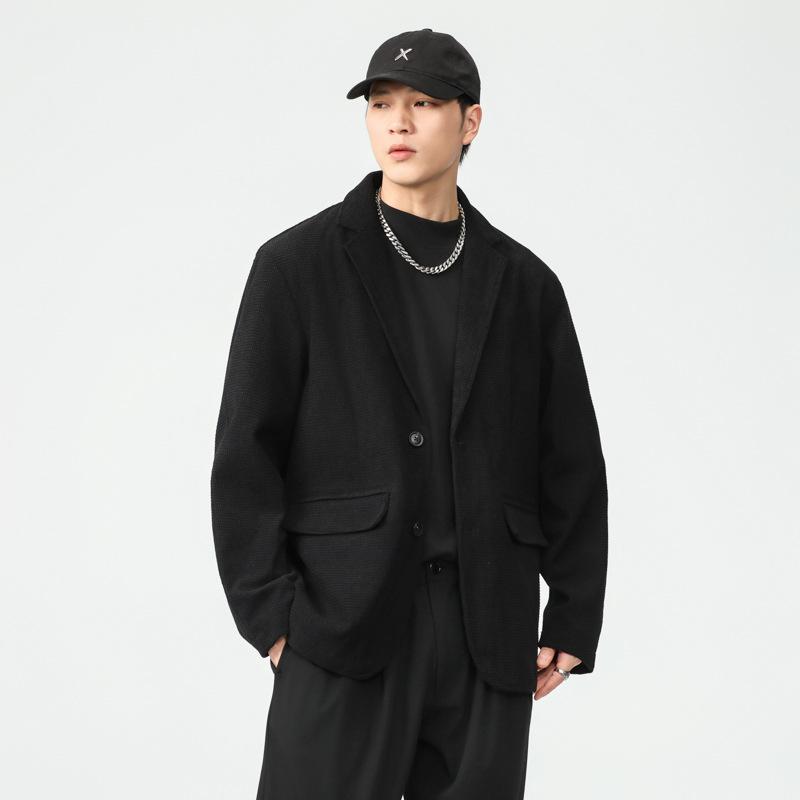 Other - ジャケット メンズ 男性用 レトロ チェック柄 カジュアル スーツ 秋冬 耐摩耗 長袖 テーラードジャケット ポリエステル 黒 ブラック