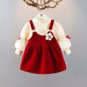 子供服 ベビー 冬物 上下セット ガールズ 裏起毛 ワンピース 2点セット 1歳 2歳 3歳 女の子 赤色 66cm 73cm 80cm 90cm 100cm ...