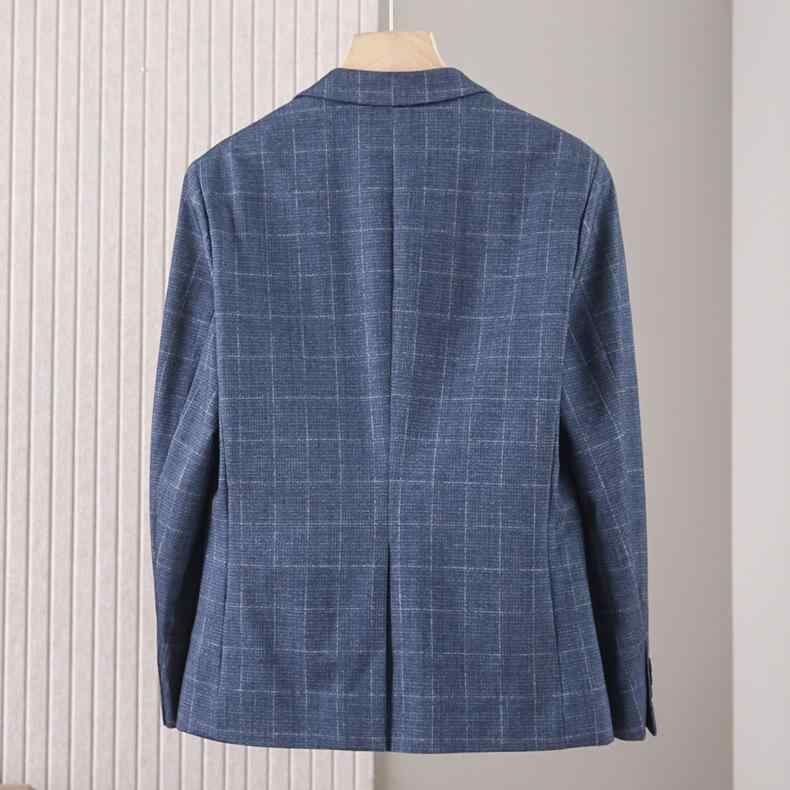 スーツ メンズ スリムフィット 格子柄 高弾性 伸縮性 通気 ビジネス ジャケット 紳士服 ポリエステル混紡 春