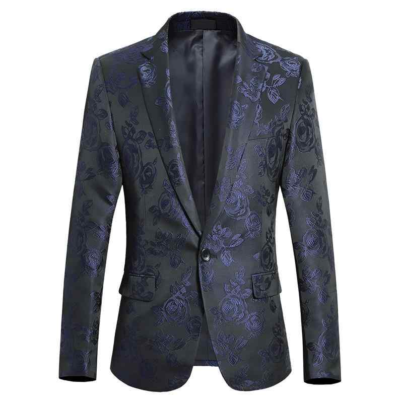 スーツ メンズ 男性用 スリムフィット 刺繍入り ローズ 提花柄 春秋 シーズン ポリエステル ブラック 黒 ブルー 青