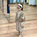 子供服 セットアップ ガールズ 秋物 パンツセット ベスト付き ストライプ柄 Tシャツ ワイドレッグ パンツ 上下セット 2点セット 綿混紡 カジュアルスタイル