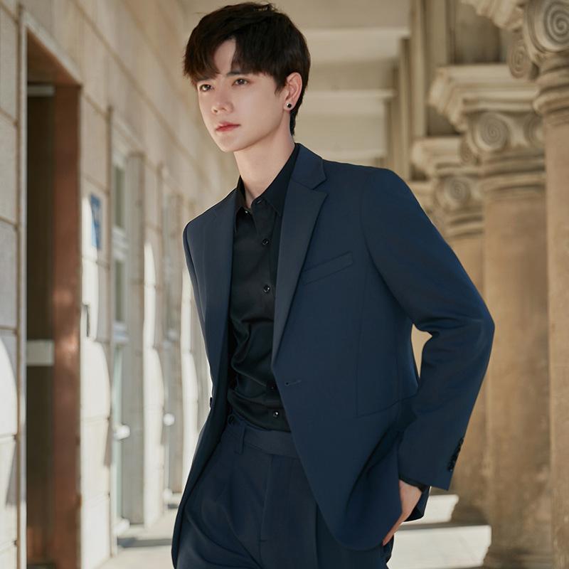 メンズ スーツ ジャケット 韓国風 スリムフィット 結婚式 二次会 フォーマル ウェア 格子柄 ポリエステル ブラック グレー グリーン ベージュ ブルー