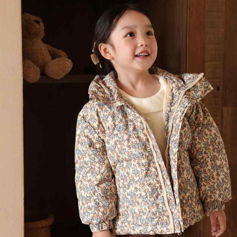 子供服 ジャケット ガールズ 花柄 中綿入り 防寒 アウター かわいい ベビー服 裏地ナイロン イエロー ピンク系 90cm 100cm 110cm 120cm...