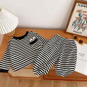 子供用パンツセット ストライプ柄 ガールズ 女の子 秋物 カジュアルウェア 長袖 トップス 長ズボン 上下2点セット 普段着 90cm 100cm 110cm ...