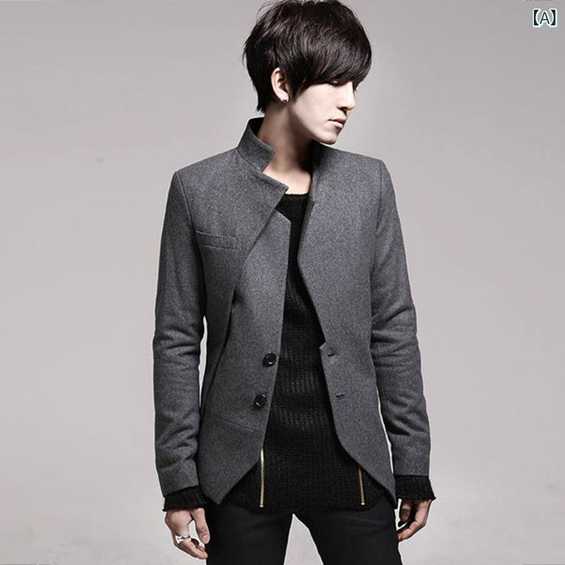 メンズ カジュアルスーツ テーラードジャケット 修身 無地 コットン混紡 ブラック グレー XS S M L XL XXL XXXL