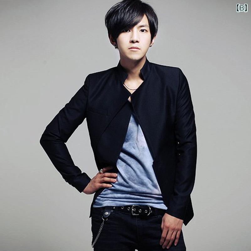 メンズ カジュアルスーツ テーラードジャケット 修身 無地 コットン混紡 ブラック グレー XS S M L XL XXL XXXL