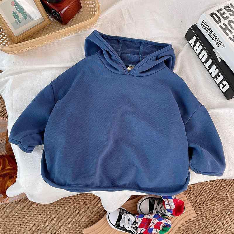 キッズ トレーナー 男の子 春秋 長袖 綿 無地 フード付き パーカー トップス 80cm 90cm 100cm 110cm 12..
