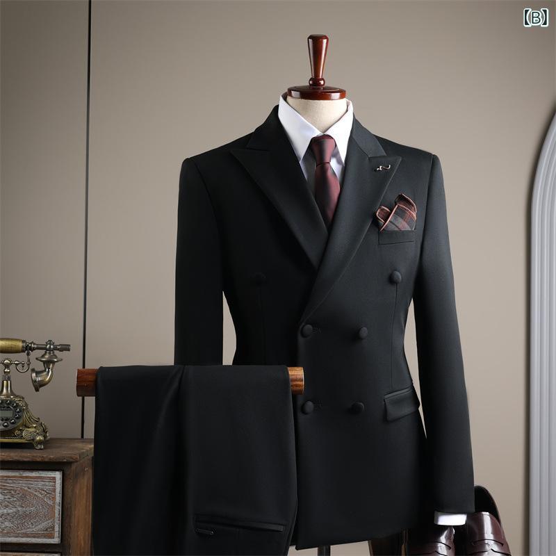 メンズ スーツ 3点セット ダブルブレスト テーラード ジャケット パンツ スラックス ビジネス フォーマル パーティー 結婚式 二次会 宴会 修身 秋冬