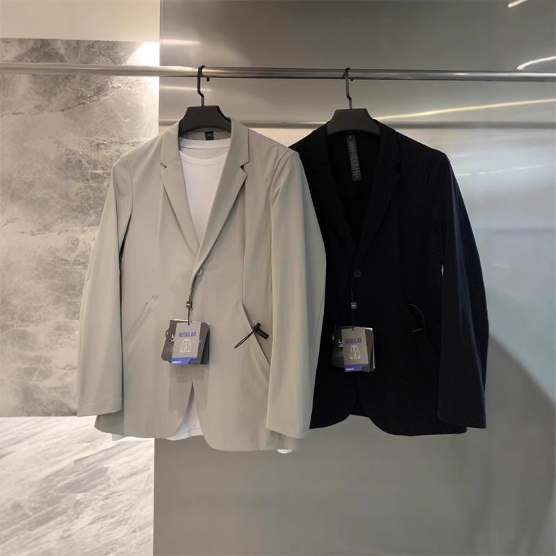 ジャケット メンズ 男性用 スリム テーラードジャケット 無地 夏 サマージャケット カジュアル きれいめ ブラック系