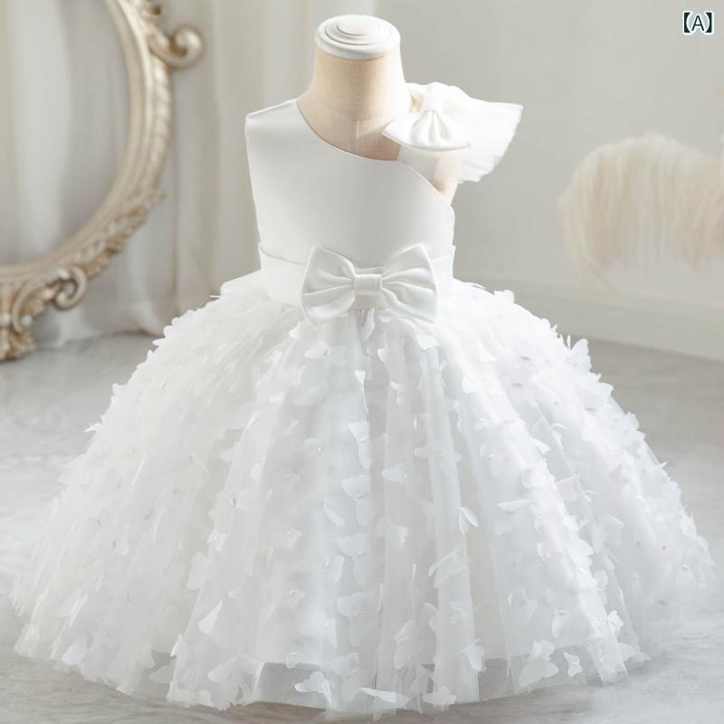 ワンピース キッズ 女の子 子供 チュールスカート 蝶 刺繍 プリンセス ドレス フォーマル 発表会 演奏会 結婚式 誕生日 パーティー 春夏秋冬 80 90 100 110 120 130cm