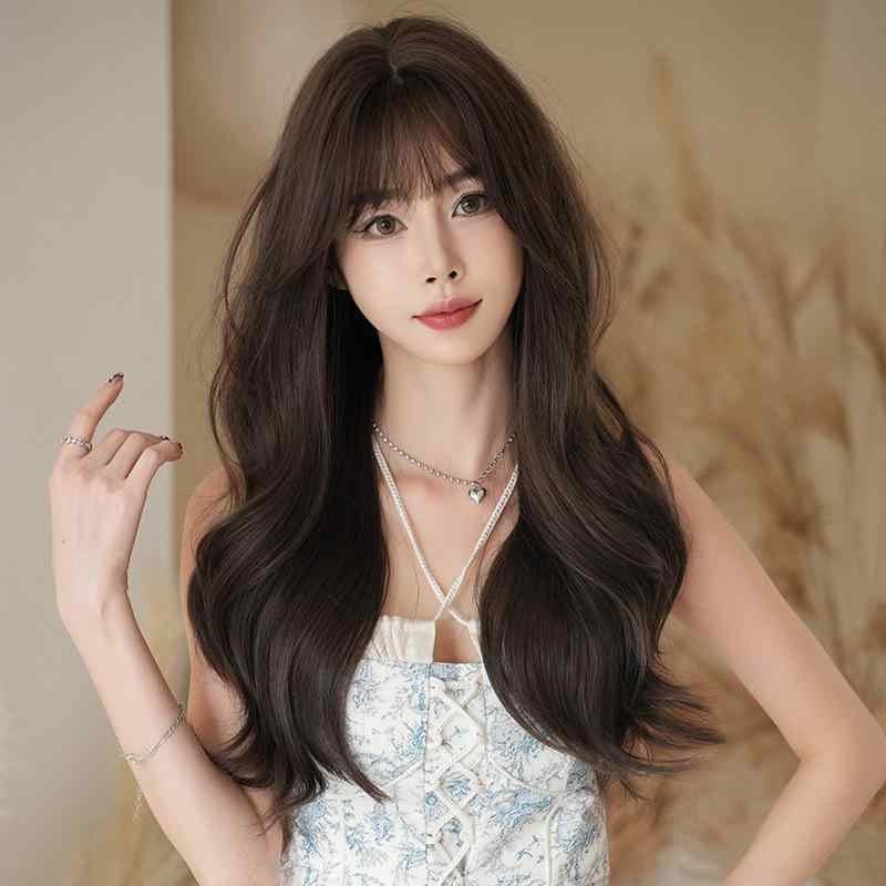 Full Wigs （Male） - ウィッグ レディース ロング カール ファッション フルウィッグ ヘアスタイル イメチェン 茶髪 65cm