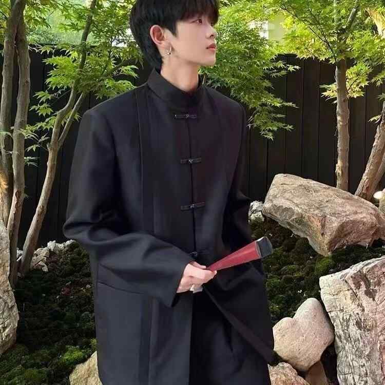 ジャケット メンズ 立襟 テーラードジャケット 黒 無地 春秋 ポリエステル ビジネス カジュアル 男性用 トップス アウター