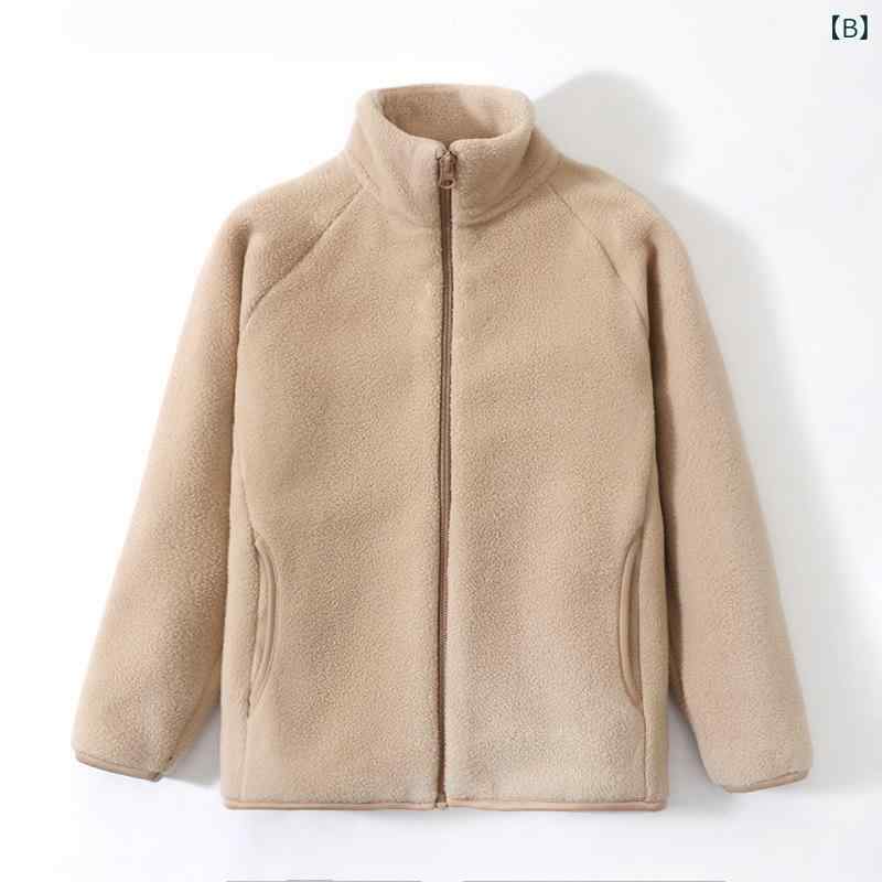 子供服 フリース ジャケット 親子 ペア 秋冬 立襟 防風 保温 アウター ジャンパー 男女兼用 ミリタリー カーキ色 灰色 ポリエステル 繊維 あったか ふわふわ — vista 3