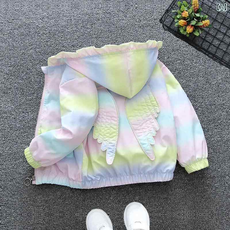 シャドーテールの子供服 ガールズ ジャケット 春秋 女の子 アウター ショート丈 フード付き ジャンパー 薄手 普段使い お出かけ 80 90 100 110 120 130cm｜アングル2