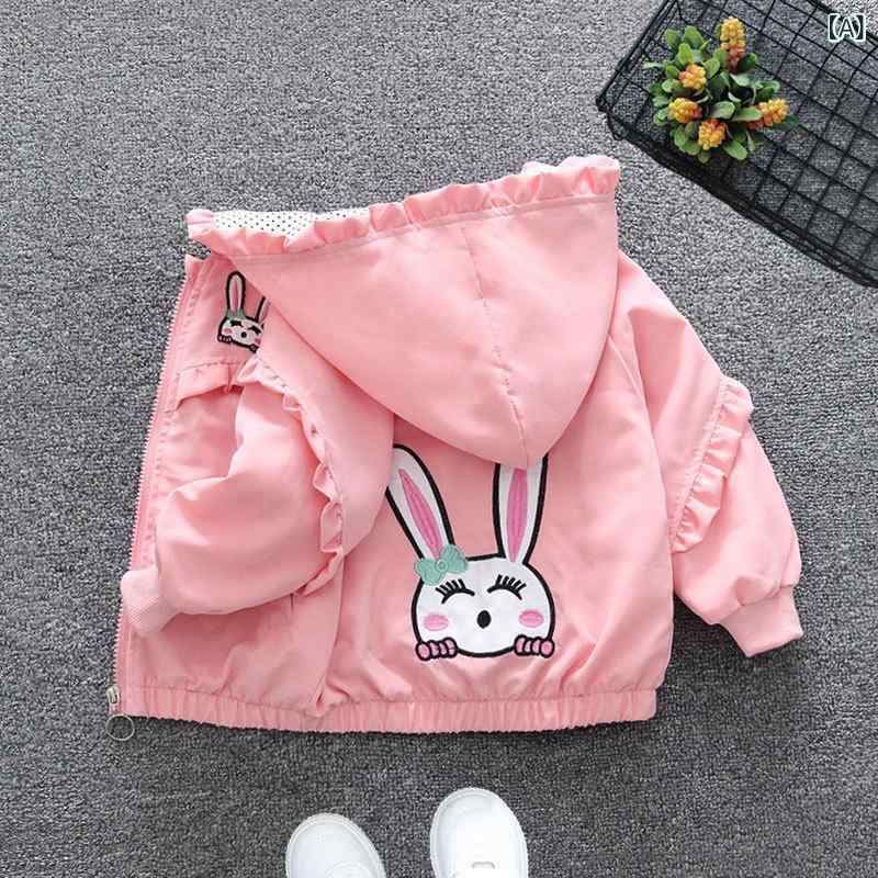 キッズ ジャケット 女の子 子供服 春秋 フード付き ウインドブレーカー かわいい アウター 普段着 通園 通学 80 90 100 110 120 130 ピンク 赤