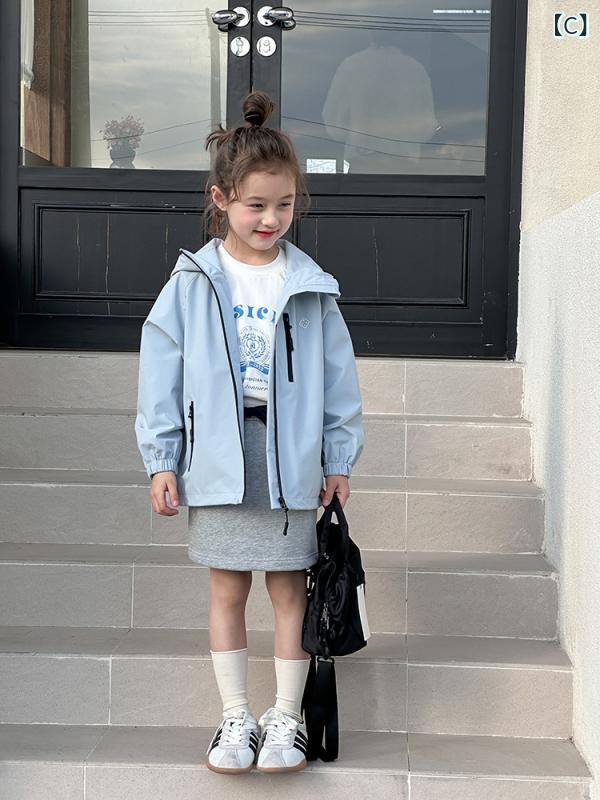 キッズ アウター 子供用 防風ジャケット フード付き スポーツウェア 運動着 ピンク レモンイエロー ライトブルー 春秋 90cm 100cm 110cm 12...